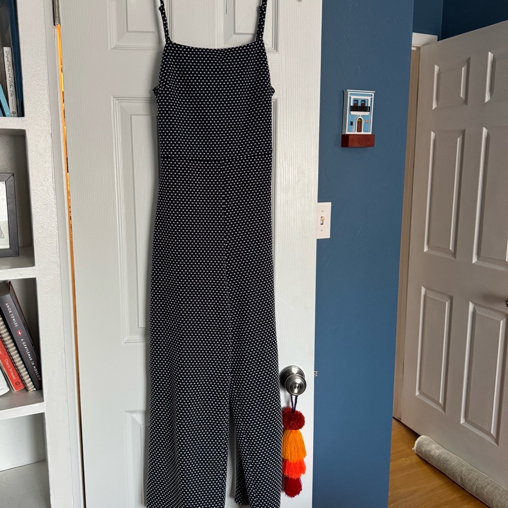 Navy and White Polka Dot Jumpsuit